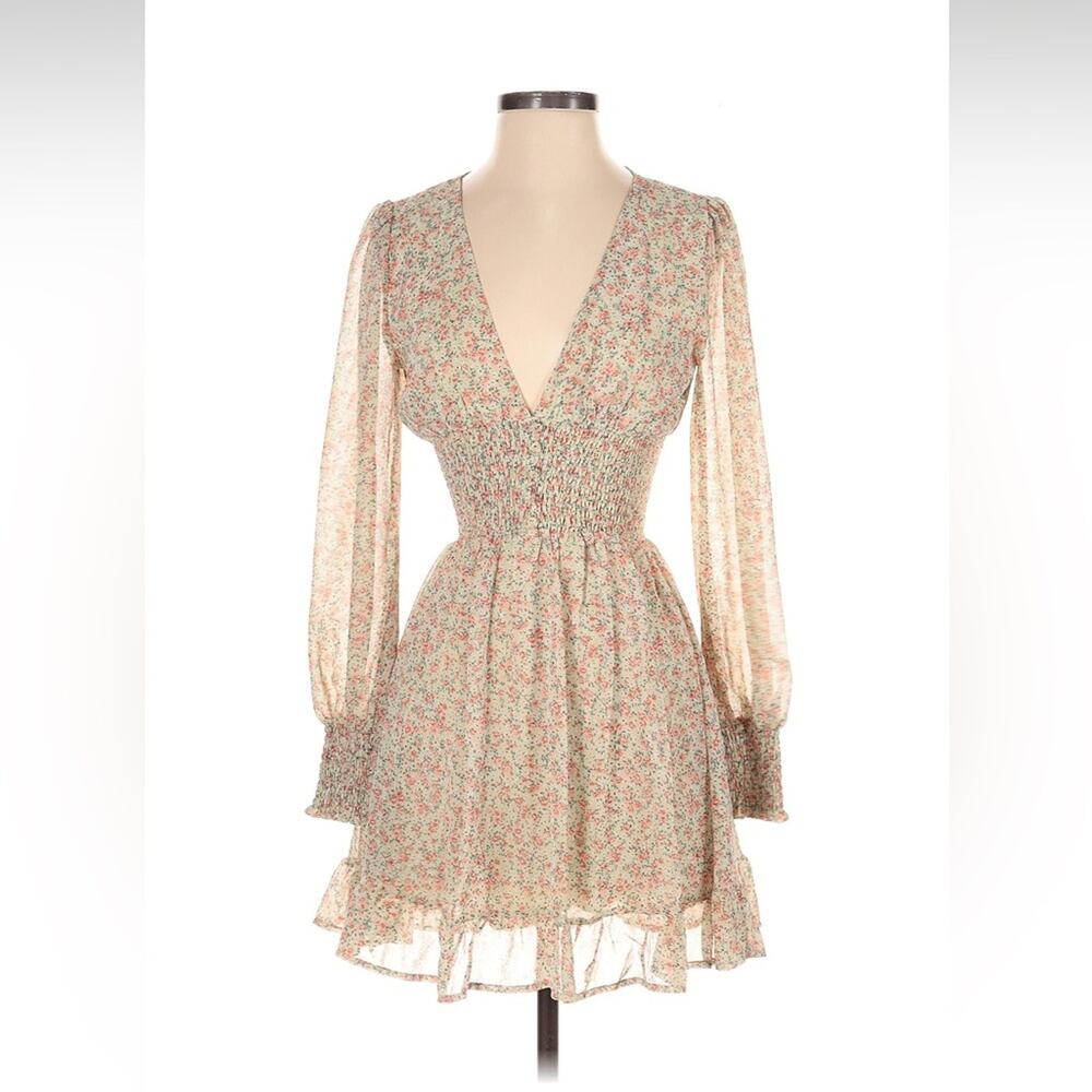 Burans Fashions chiffon floral ruffle dress, size 2